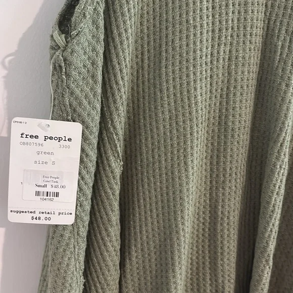 Free People Size S Sage Green Cowl Neck Oversized Tank Top - Picture 9 of 12